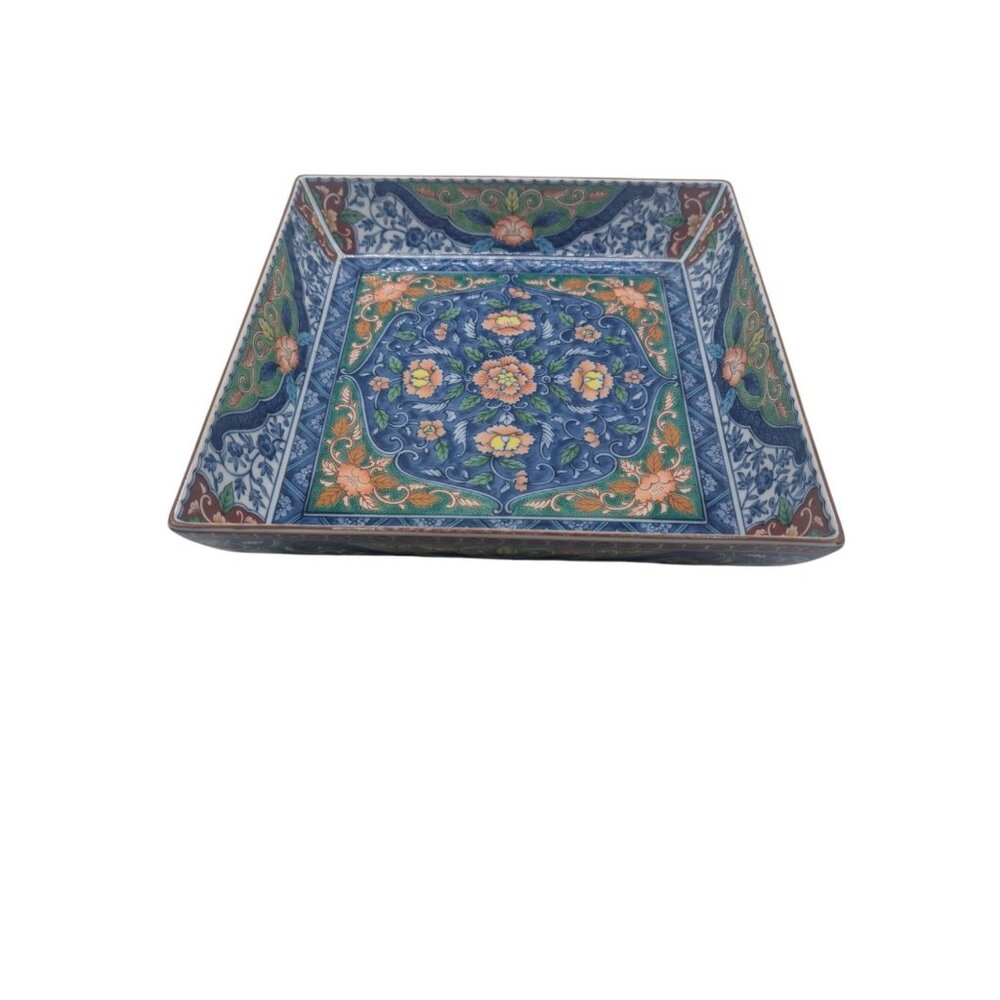 Japan Kozan Gama Porcelain Floral Square Bowl 10” - Picture 8 of 11
